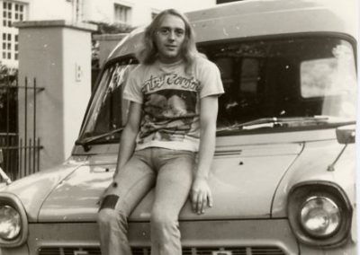 Pink Fairies Roadie Ian Lee with LWB Transit c1971